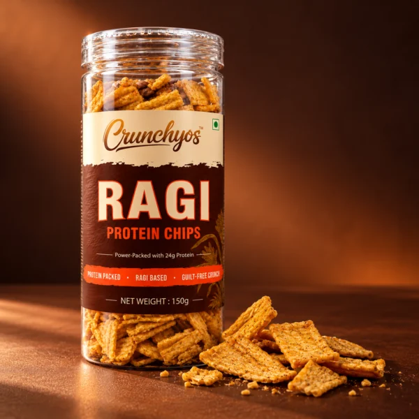 Ragi Protein Chips jar with chips
